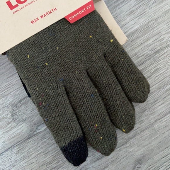 Levi's mens glove winter wear snow Donegal Glove With Leather Patch Olive green - Picture 9 of 14